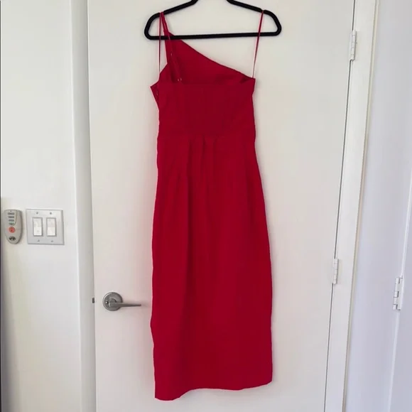 Anthropologie Vibrant Red One-Shoulder Dress M - Picture 3 of 5